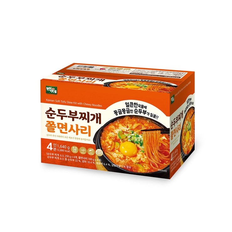 백제 순두부찌개 쫄면 410g x 4