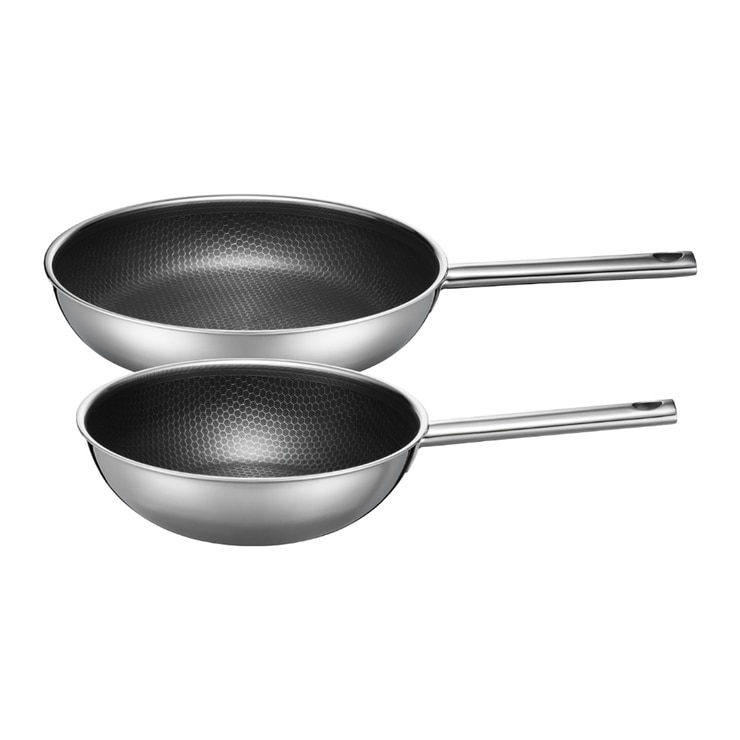 쿡에버 에칭 프라이팬 & 웍 세트 2P (28+24cm)